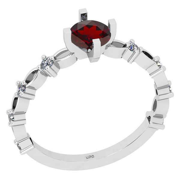 Certified 0.68 Ctw I2/I3 Garnet And Diamond 10K White G