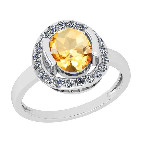 Certified 1.62 Ctw i2/i3 Citrine And Diamond 10k White