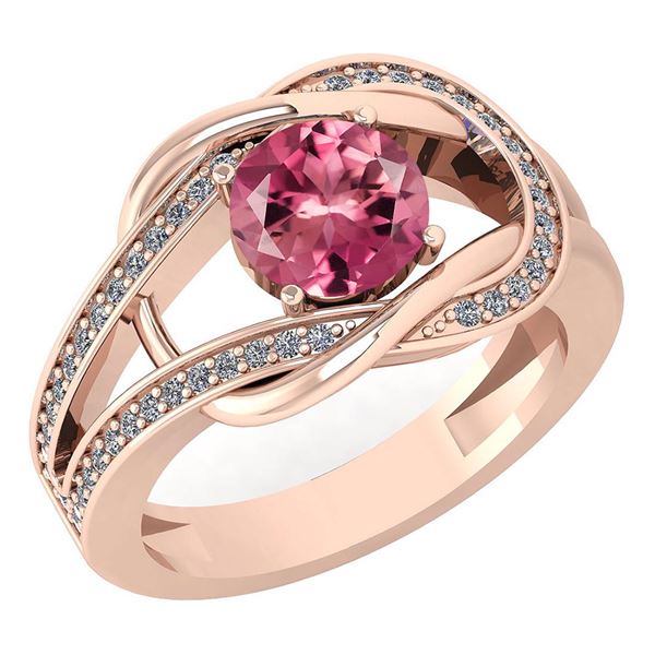 Certified 1.47 Ctw Pink Tourmaline And Diamond Wedding/