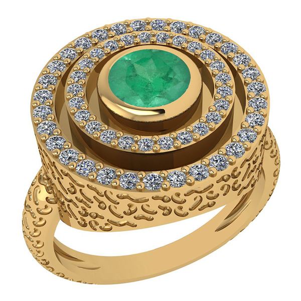 Certified 0.87 Ctw Emerald And Diamond Wedding/Engageme