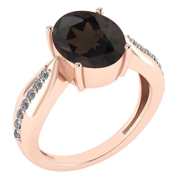 Certified 5.30 Ctw Smoky Quartz And Diamond VS/SI1 Ring