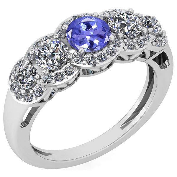 Certified 1.42 Ctw Tanzanite And Diamond VS/SI1 For Lad
