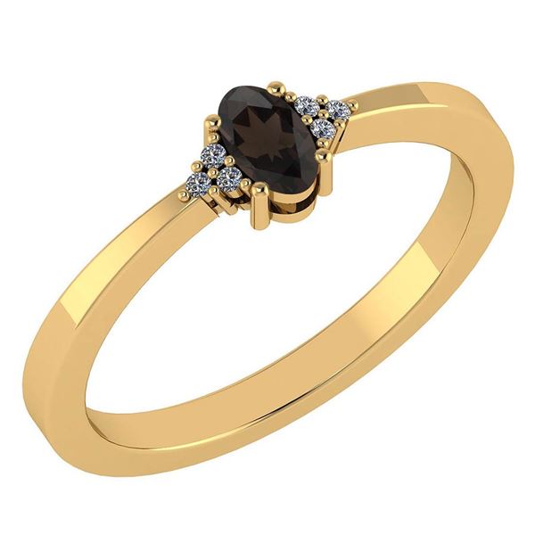 Certified 0.24 CTW Smoky Quarzt And Diamond 14k Yellow