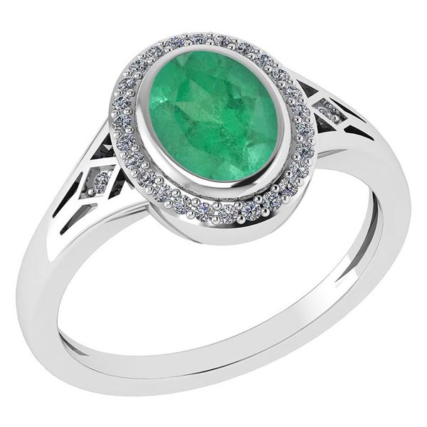 Certified 1.39 Ctw Emerald And Diamond 14k White Gold H