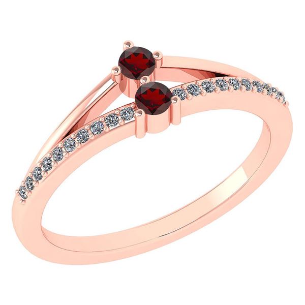 Certified 0.22 Ctw Garnet And Diamond 14k Rose Gold Hal