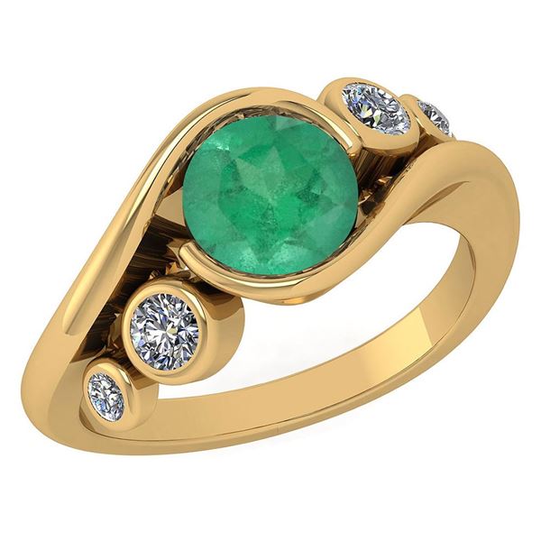 Certified 1.51 Ctw Emerald And DiamondVS/SI1 Halo Ring