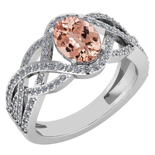Certified 1.79 Ctw Morganite And Diamond VS/SI1 Ring 14