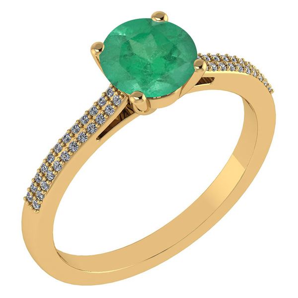 Certified 1.37 Ctw Emerald And Diamond 14k Yellow Gold
