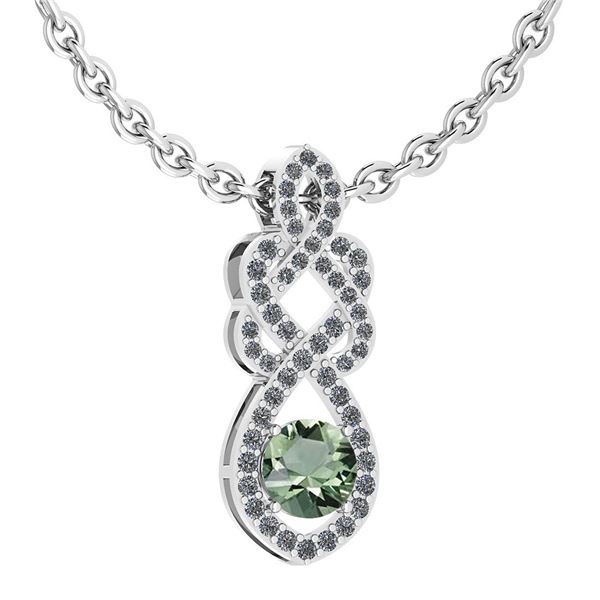 Certified 1.26 Ctw Green Amethyst And Diamond VS/SI1 Ne