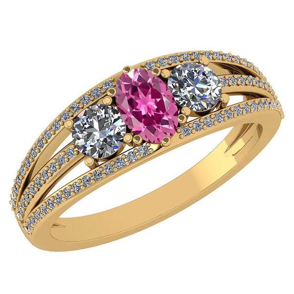 Certified 1.16 Ctw Pink Tourmaline And Diamond 14k Yell