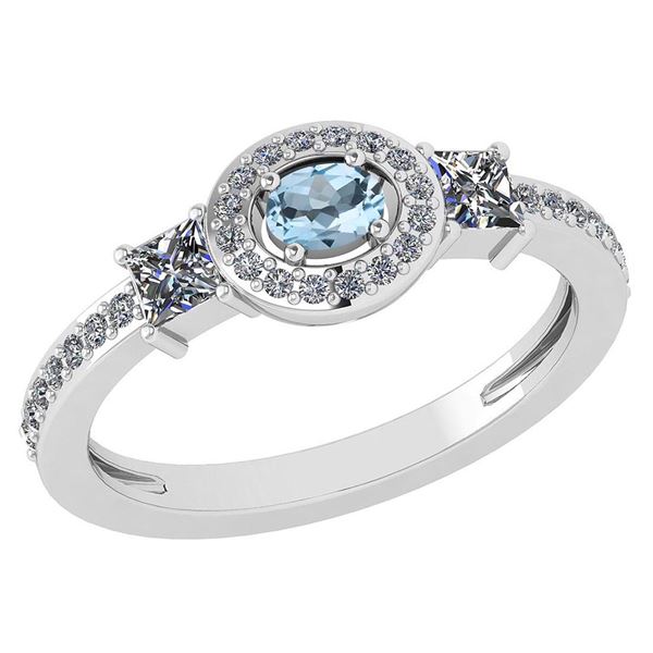 Certified 0.77 Ctw Aquamarine And Diamond 14k White Gol