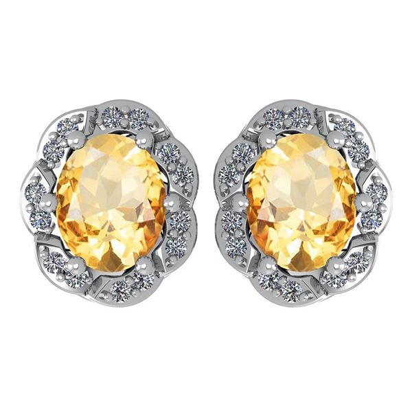 Certified 0.88 Ctw Citrine And Diamond 14K White Gold S