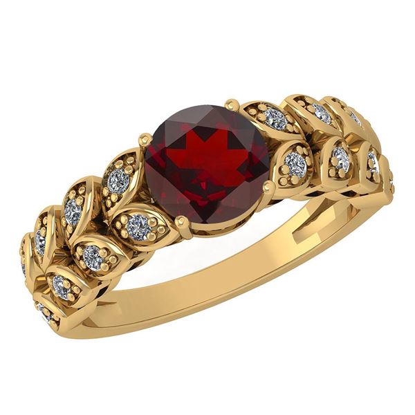 Certified 1.47 Ctw Garnet And Diamond Wedding/Engagemen