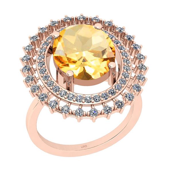 Certified 4.33 Ctw I2/I3 Citrine And Diamond 14K Rose G