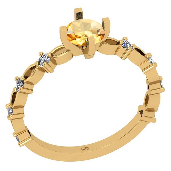 Certified 0.68 Ctw I2/I3 Citrine And Diamond 10K Yellow