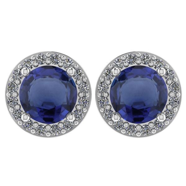 Certified 1.6 Ctw Blue Sapphire And Diamond 14k White G