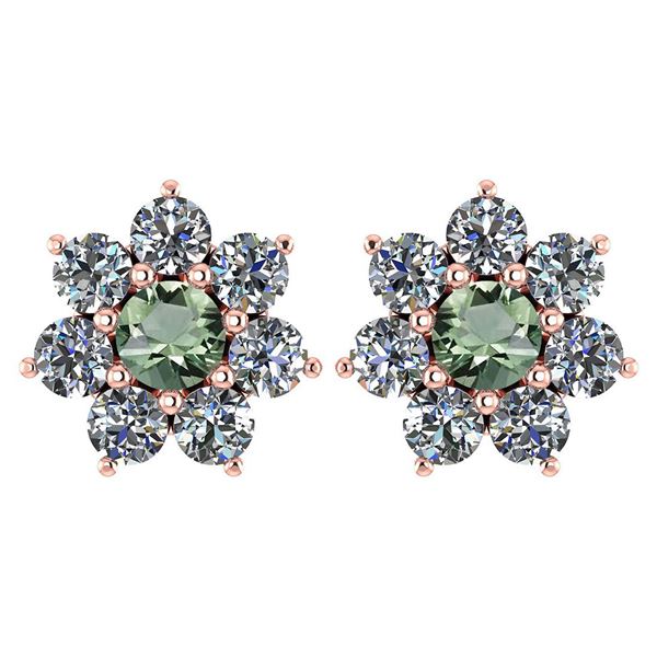 Certified 1.86 Ctw Green Amethyst And Diamond 14k Rose