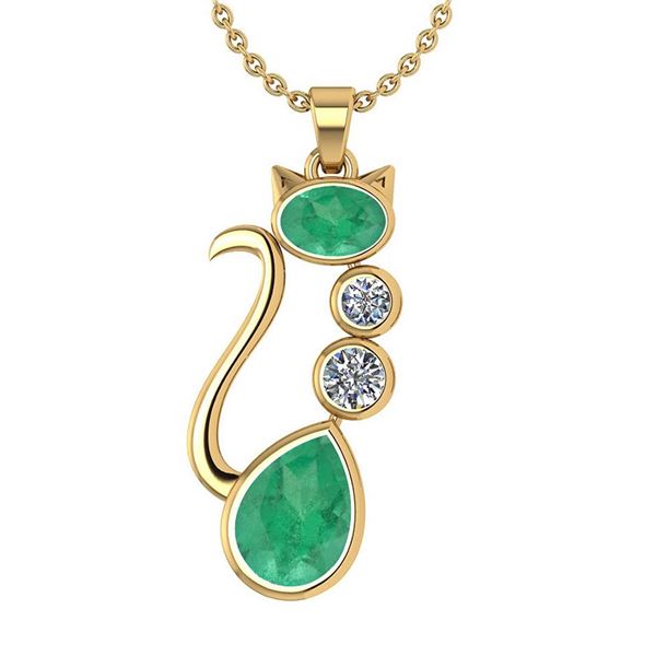 Certified 2.67 Ctw Emerald And Diamond 14K Yellow Gold