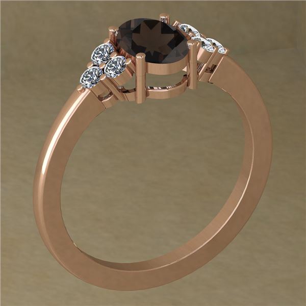 Certified 0.65 Ctw Smoky Quartz And Diamond SI1/SI2 14K