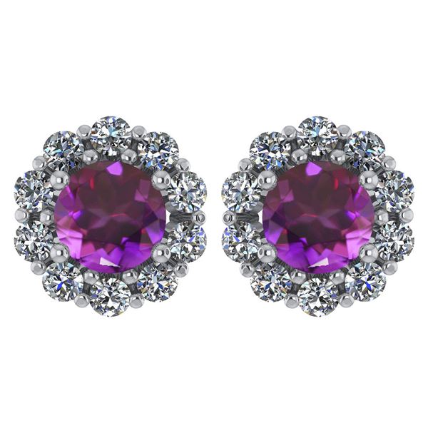 Certified 2.30 Ctw Amethyst And Diamond 14k White Gold