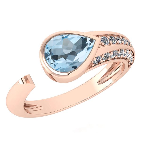 Certified 1.54 Ctw Blue Topaz And White Diamond VS/SI1