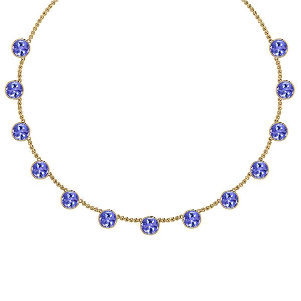 Certified 45.50 Ctw Tanzanite Necklace 14K Yellow Gold