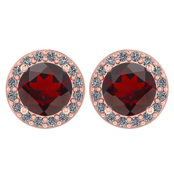 Certified 1.06 Ctw Garnet And Diamond 18K Rose Gold Hal