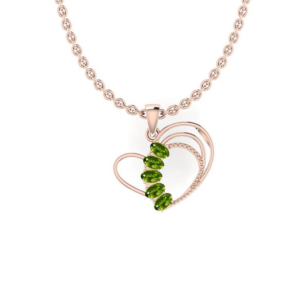 Certified 1.25 Ctw Peridot 14K Rose Gold Necklace