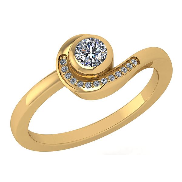 Certified 0.31 Ctw Diamond 14K Yellow Gold Promise Ring