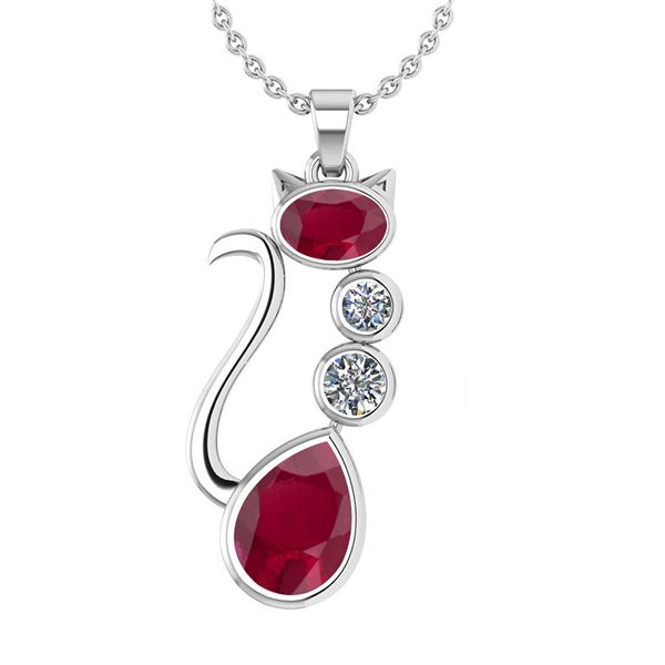 Certified 2.67 Ctw Ruby And Diamond 14k White Gold Halo