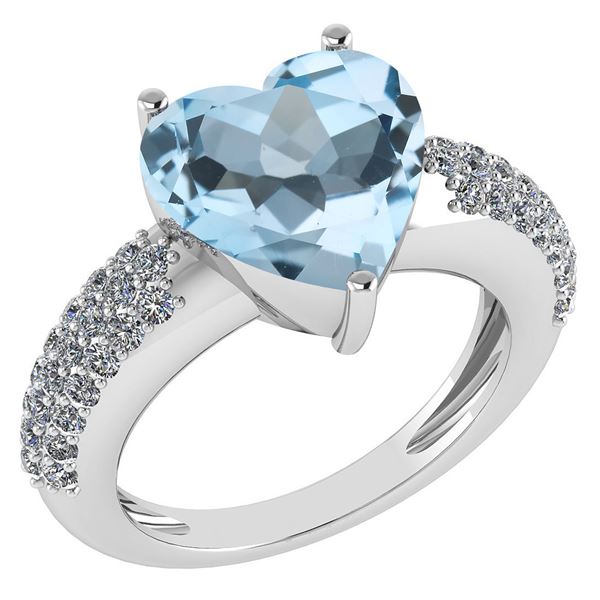 Certified 5.31 Ctw Blue Topaz And Diamond VS/SI1 Ring 1