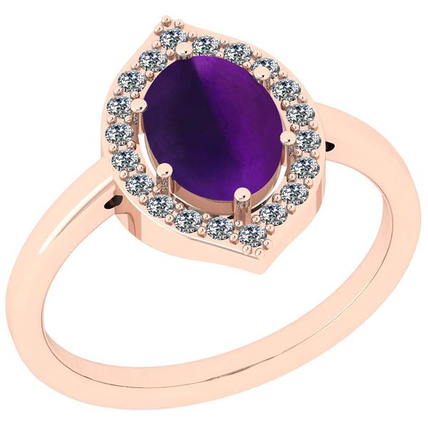 Certified 1.45 Ctw Amethyst And Diamond I2/I3 14K Rose