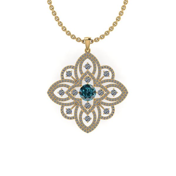 Certified 3.18 Ctw I2/I3 Treated Fancy Blue and White D