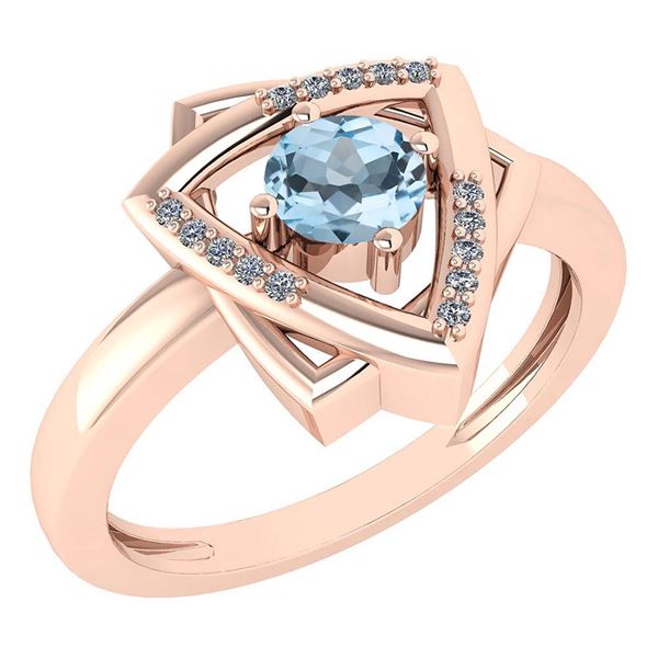 Certified 0.27 Ctw Aquamarine And Diamond Wedding/Engag