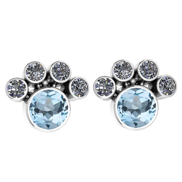 Certified 15.50 Ctw Blue Topaz And Diamond SI2/I1 Earri