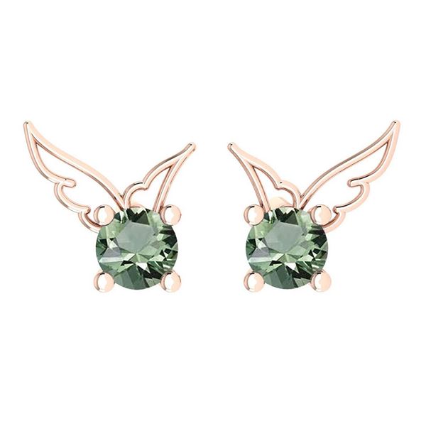 Certified 0.50 Ctw Green Amethyst Stud Earrings 14K Gol