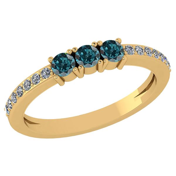 Certified 0.23 Ctw Fancy Blue Diamond 18k Yellow Halo G