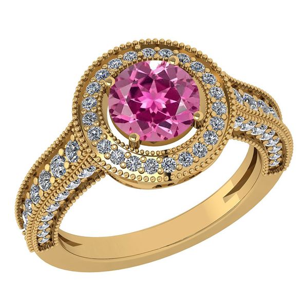 Certified 1.71 Ctw Pink Tourmaline And Diamond 14K Yell