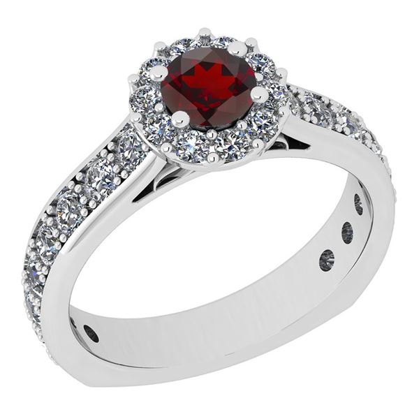 Certified 1.58 Ctw I2/I3 Garnet And Diamond 14K White G