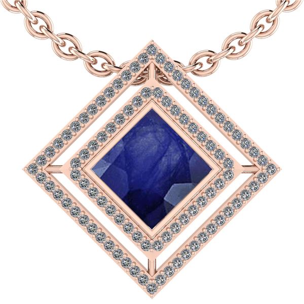 Certified 2.40 Ctw Blue Sapphire And Diamond VS/SI1 18k