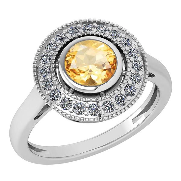 Certified 1.12 Ctw Citrine And Diamond Wedding/Engageme