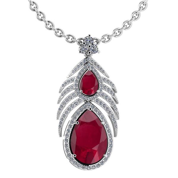 Certified 7.50 Ctw Ruby And Diamond Pear shape For wome