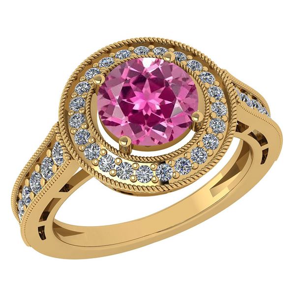 Certified 1.71 Ctw Pink Tourmaline And Diamond 14K Yell