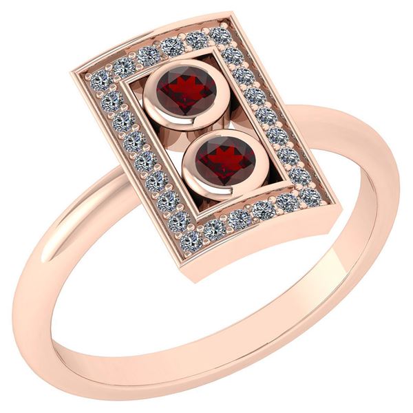 Certified 0.31 Ctw Garnet And Diamond 14k Rose Gold Hal