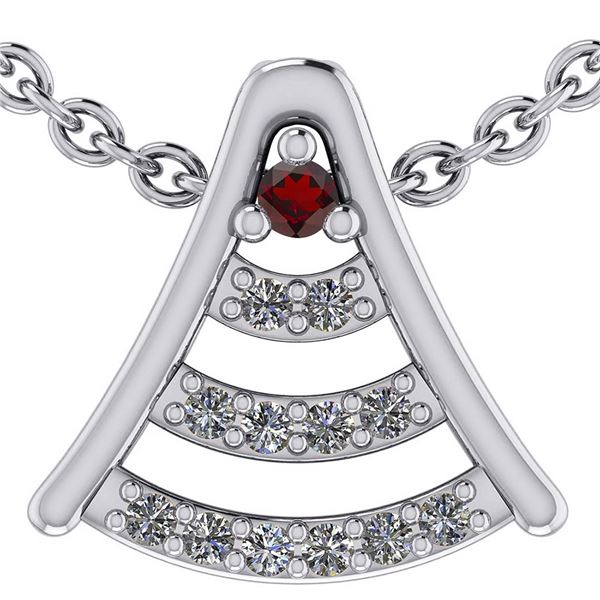 Certified 0.075 Ctw Garnet And Diamond 14k White Gold H
