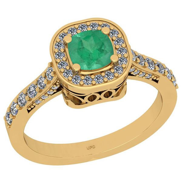 Certified 1.01 Ctw I2/I3 Emerald And Diamond 14K Yellow