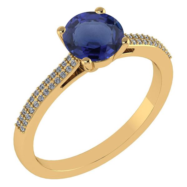 Certified 1.37 Ctw Blue Sapphire And Diamond 14k Yellow