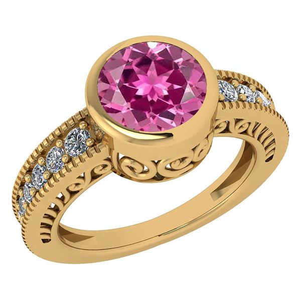 Certified 1.55 Ctw Pink Tourmaline And Diamond Wedding/