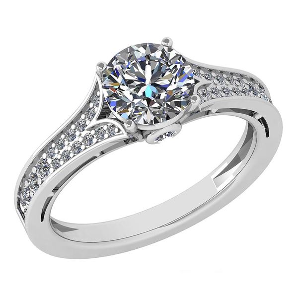 Certified 1.47 Ctw Diamond Wedding/Engagement 14K White