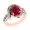 Image 1 : Certified 3.01 Ctw I2/I3 Ruby And Diamond 14K Rose Gold